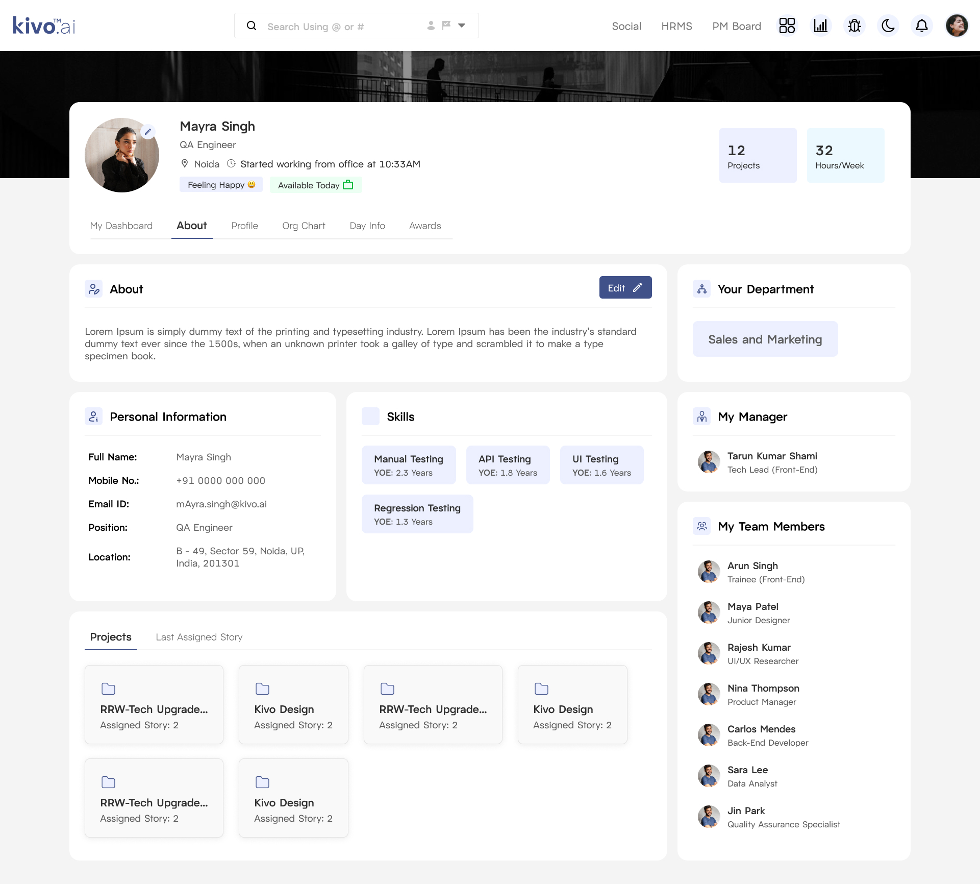Employee Dashboard View